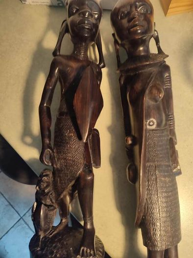 African male and female - wooden sculptures - wood carving - Africa - Ghana - second half of the 20th century