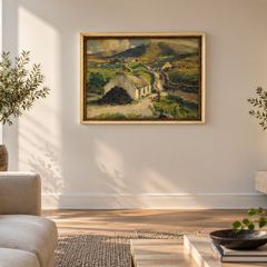 James Humbert Craig  - Cottages at Dungloe, Donegal - framed print, 1941 Belfast dealer label