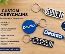 Custom NFC Keychains  Personalised Names & Business Logos