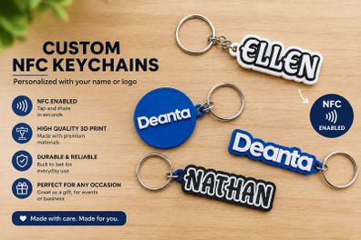 Custom NFC Keychains  Personalised Names & Business Logos