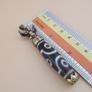 Vintage 6 Eyes Hiamalyan Tibetan Agate Bead Brass Pendant Image 4