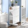 Shoe Storage Cabinet, Modern Shoe Cabinet with 2 Flip Hidden Doors and Drawer, Wooden Narrow Shoe Storage with Adjustable Shelves For Hallway, Entryway, Living Room 75x24x105.5cm (White) Image 4