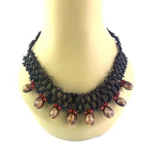 Vintage Tribal Necklace With Seeds And Shells