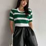 Elastic waist black PU leather shorts size S Image 2