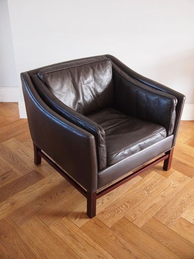 Georg Thams for Grant Mobelfabrik Mid Century Modern Danish Leather Armchair Vintage 1960s