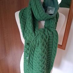 Beautiful Aran Woollen Mills Kelly Green Scarf & Matching Headband