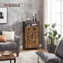 Bathroom cabinet, sideboard, storage cabinet, adjustable shelf, steel frame, for living room, kitchen, industrial style, vintage brown-black Image 2