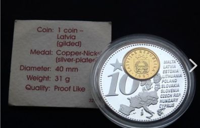 Latvia prooflike coin inlay euro European Currencies