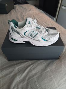 New Balance Trainers White Green Brand New Size 4