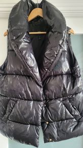 RIVER ISLAND Black Hi-shine Bodywarmer Gilet Sz 14 UK (Fit 12-16uk)