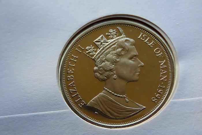 French Revolution 1789 Isle of Man Crown  Woman Leading Fighters Coin