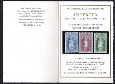 1972 Interpex New York, St. Patricks Day 1972 14th International Stamp Exhibition souvenir Issued by David Feldman Ltd.
