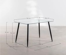 Rectangular Glass and Steel Dining Table (120 x 80 cm)
