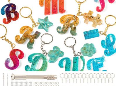 182Pcs Silicone Alphabet Resin Molds Kit, Letter Silicone Mould for Crafts Epoxy Resin Casting Molds Keychain Making Set, DIY Letter Keychain Pendant Hanging Ornaments Jewelry Resin Moulds (FREE POSTAGE)