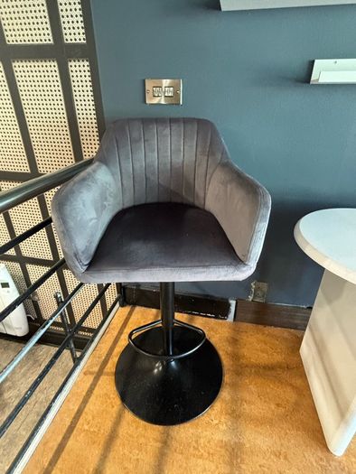 Bonnier Light grey Adjustable Swivel Bar stool