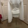 White tunic top, pleated angel wing long sleeves Image 7