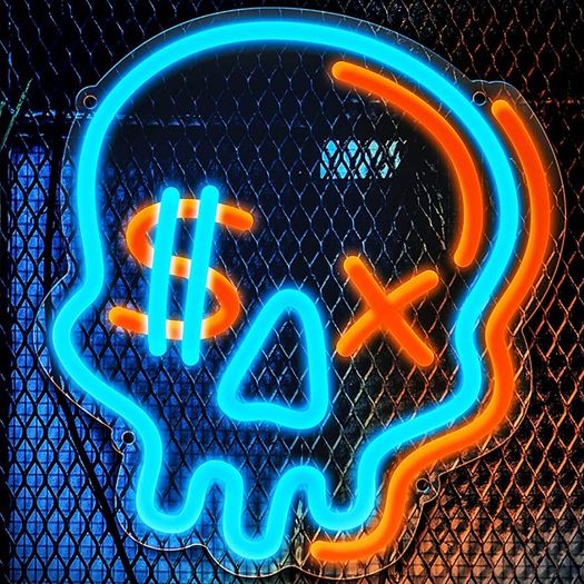 Dimmable Skull Neon Sign, Skull Neon Light Acrylic Plate Powered by USB with Switch, 28x25cm Skeleton LED Blue Wall Signs Art for Kid Bedroom Teen Boys Living Room Bar Party Decoration (FREE POSTAGE)