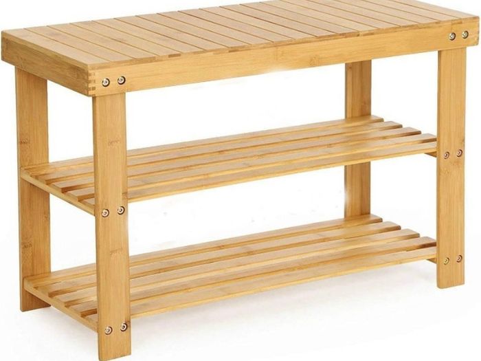 Shoe Rack, 3 Tier Bamboo Shoe Cabinet Bench,Shoe Shelf Storage Organizer,Ideal for Hall, Bathroom, Living Room, Hallway(70 x 28 x 45 cm) FREE POSTAGE