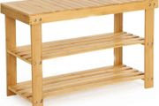 Shoe Rack, 3 Tier Bamboo Shoe Cabinet Bench,Shoe Shelf Storage Organizer,Ideal for Hall, Bathroom, Living Room, Hallway(70 x 28 x 45 cm) FREE POSTAGE