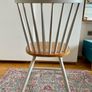 Solid oak spindle curved chair Image 3