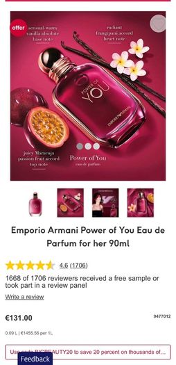 Armani Power of You 90ml parfum for her