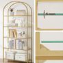 5 Tier Bookcase Tempered Glass Gold Shelves Image 7