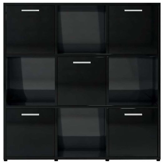 Book Cabinet High Gloss Black 90x30x90 cm Chipboard