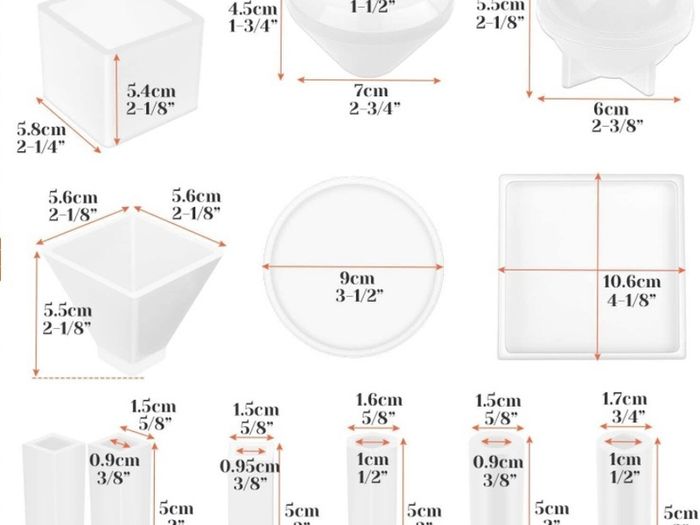 Epoxy Resin Moulds Silicone, Acejoz 12Pcs Resin Moulds Kit for Resin Casting with Sphere, Cube, Pyramid, Diamond, Square, Round and Crystal Pendants for Resin Epoxy, Candle, Soap, Bath Bomb (FREE POSTAGE)