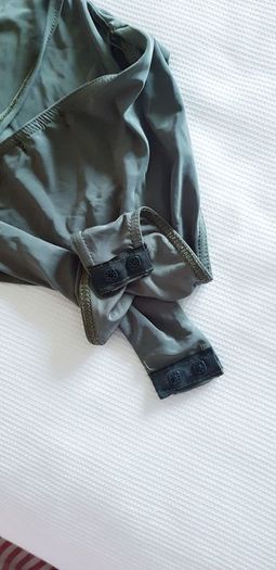 Khaki Green Halterneck Open Back Bodysuit - Size 6