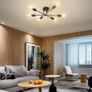 Modern 6 Head Sputnik Light,Adjustable Ceiling Lights Living Room with E27 Base, Black Ceiling Light for Bedroom,Kitchen Lights Ceiling,Chandeliers Ceiling Light Fittings (NO Bulb) Image 2