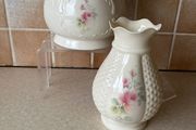 Vintage Donegal Parian Flower Pot &amp; Basket Weaved Vase