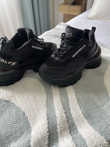 Naked Wolfe Black Platform Trainers