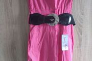 Pink dress with belt l size uk 8 never worn