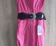 Pink dress with belt l size uk 8 never worn