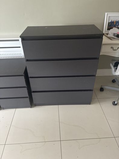 Dark Grey Chest of drawers and 2 matching lockers