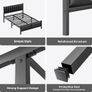 Double Bed Frame with Upholstered Headboard, 4ft6 Metal Beds with Heavy Duty Steel Slats Support Platform, Black Double Bed with Storage Image 5