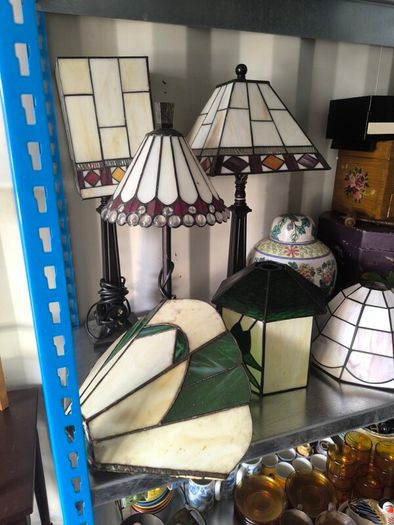 Stained glass shades and lamps