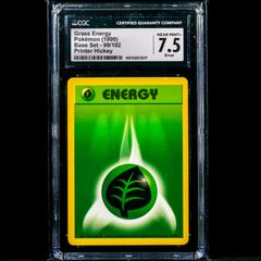 Grass Energy 99/102 Printer Hickey CGC 7.5 Near Mint+ WOTC Base Set 1999 Pokemon Card Vintage Error