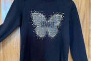 Girl's Black Sparkle Long Sleeve Top | Size 3-4 years