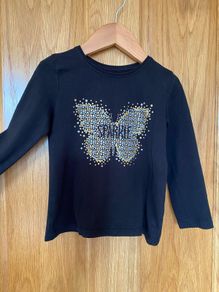 Girl's Black Sparkle Long Sleeve Top | Size 3-4 years