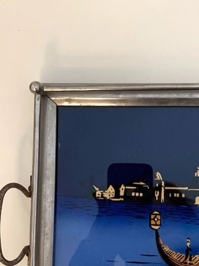 Art Deco Mid Century Serving Tray Venetian Lagoon Scene