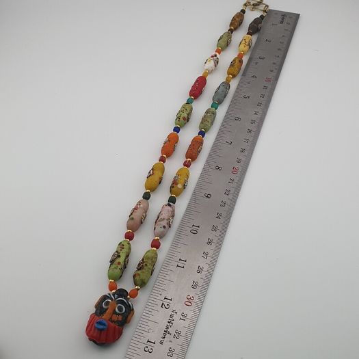Antique Venetian Style Old Face Glass Beads & Old Face Glass Beads Necklace