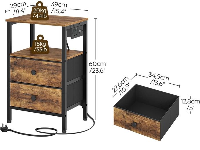 Bedside Tables with Charging Station