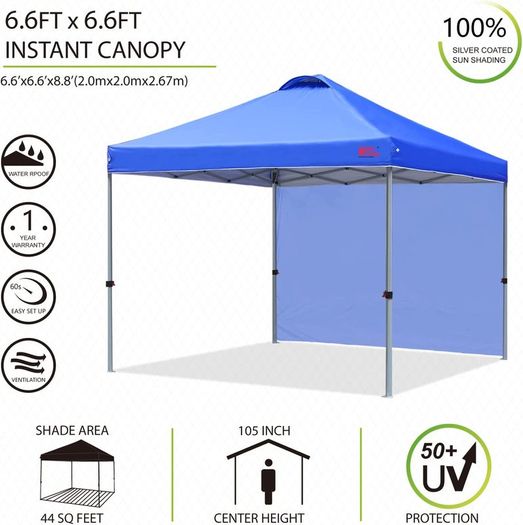 Durable Ez Pop-up Gazebo Tent with 1 Sidewall(2x2M,Blue)