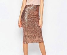 Crop Top Midi Sequin Skirt Bodycon Dress Size- 12