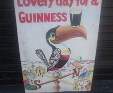 a hand painted perched guinness toucon  on board