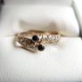 Vintage Solid 9ct Yellow Gold 375, Sapphire Ring - size P - 2,2g Image 2
