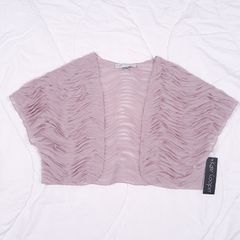 Kate Cooper Dusty Pink Mesh Textured Ruffle Shrug Bolero Cardigan 12UK/40EU