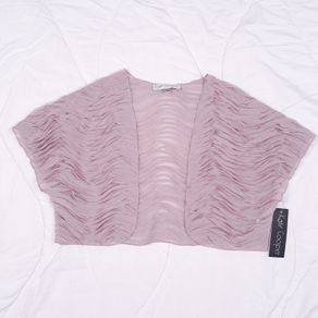 Kate Cooper Dusty Pink Mesh Textured Ruffle Shrug Bolero Cardigan 12UK/40EU