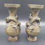 Antique Chinese Bronze Dragon Vases Pair 19th Century Image 2